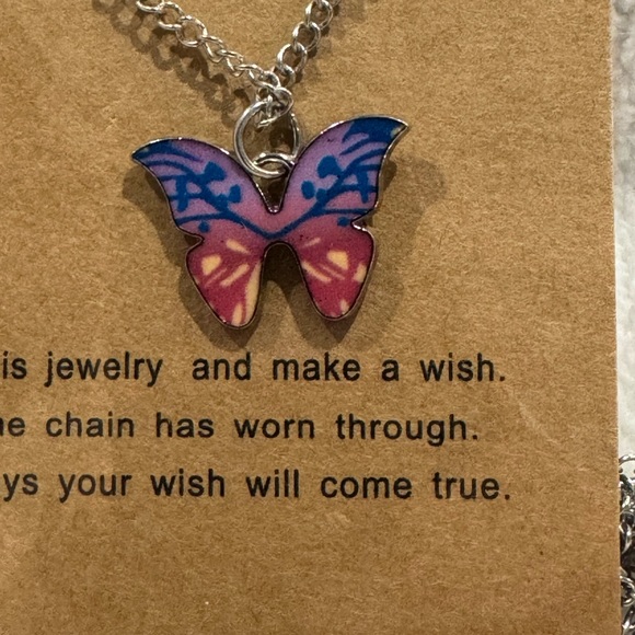 Whimsical, Cute Make A Wish Butterfly Necklace - Picture 2 of 3